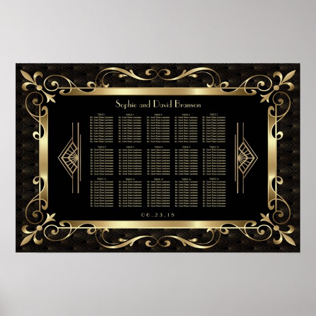 Royal Roaring 20s Gold Art Deco Seating Chart (Front)