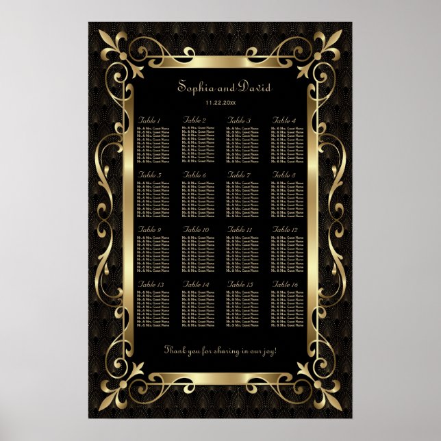 Royal Roaring 20s Gold Art Deco Seating Chart (Front)