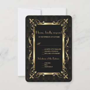 Royal Roaring 20s Gold Art Deco Wedding RSVP Card