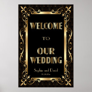 Royal Roaring 20s Gold Art Deco Welcome Sign