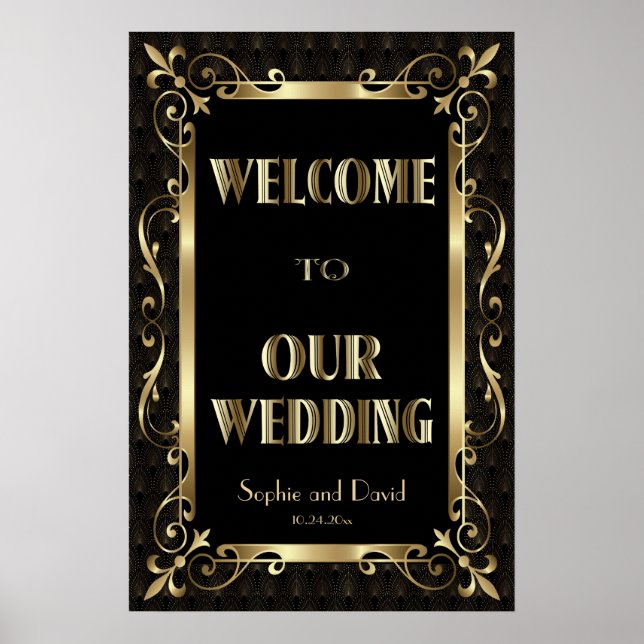 Royal Roaring 20s Gold Art Deco Welcome Sign (Front)