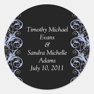 Royal Romance Blue & Black Seals/Stickers Classic Round Sticker