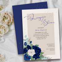 Royal Rose Blue Ivory Floral Lingerie Shower