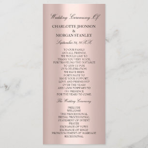 Royal Rose Blush Pink Minimalism Wedding Program