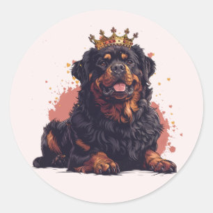 Royal Rottweiler Dog Queen Crown Classic Round Sticker