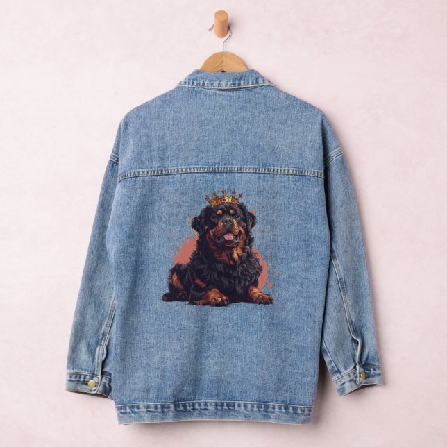 Royal Rottweiler Dog Queen Crown Denim Jacket (Hangar)