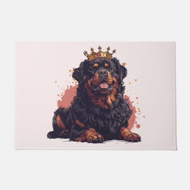 Royal Rottweiler Dog Queen Crown Doormat (Front)
