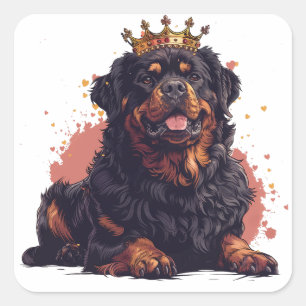 Royal Rottweiler Dog Queen Crown Square Sticker
