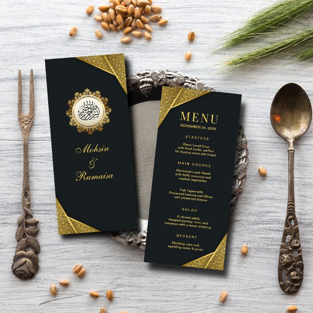 Royal & Rustic Gold Elegant Luxury Islamic Wedding Menu (Creator Uploaded)