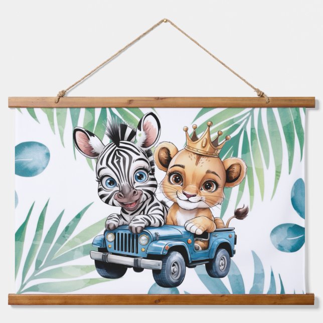 Royal Safari Ride Boy Baby Shower Gift Hanging Tapestry (Front)