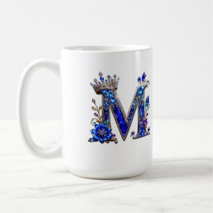 Royal Sapphire Crystal M Crown Monogram Coffee Mug
