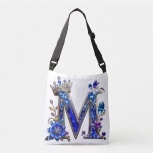 Royal Sapphire Crystal M Crown Monogram Crossbody Bag
