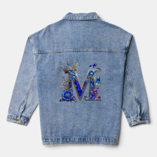 Royal Sapphire Crystal M Crown Monogram Denim Jacket
