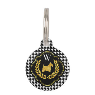 Royal Scottie Houndstooth Monogram Pet Tag