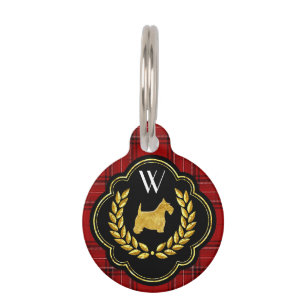 Royal Scottie Red Plaid Monogram Pet Tag