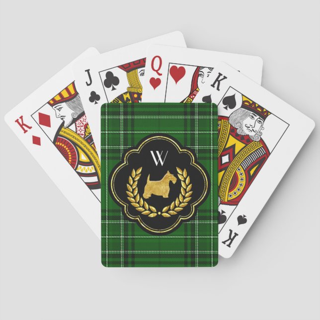 Royal Scottie Winning Hand Monogram Playing Cards (Back)