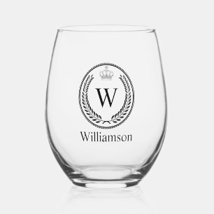 Royal Seal Monogrammed  Stemless Wine Glass