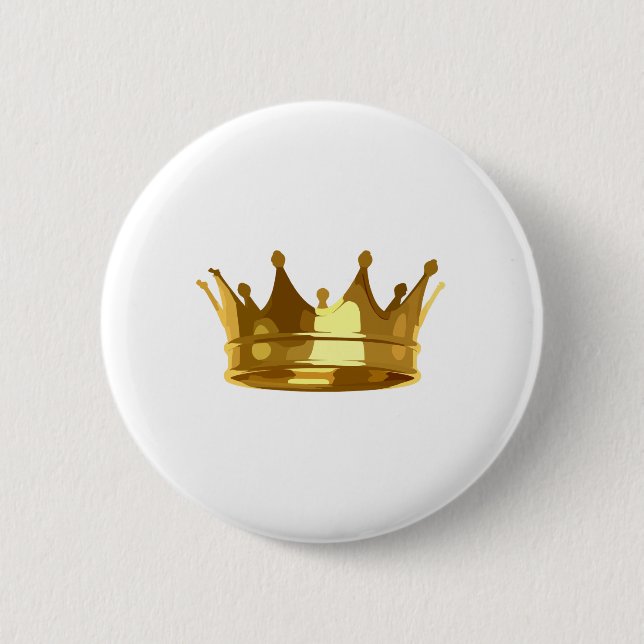 Royal Shining Golden Crown for King or Queen 6 Cm Round Badge (Front)