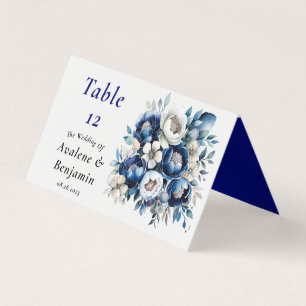 Royal & Silver Peony Wedding Table Number card