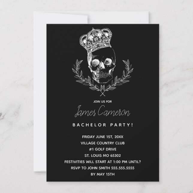 Royal Skull Bachelor Party Invitation (Front)