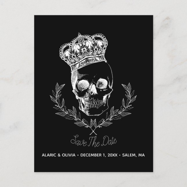 Royal Skull Save The Date Announcement Postcard (Front)