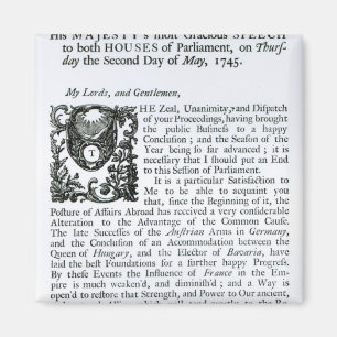 Royal Speech to both Houses of Parliament Magnet