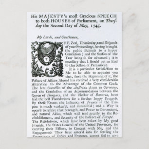 Royal Speech to both Houses of Parliament Postcard