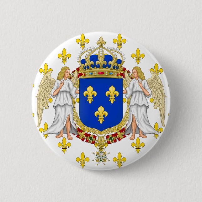 Royal Standard Of The Kingdom Of France, France 6 Cm Round Badge (Front)