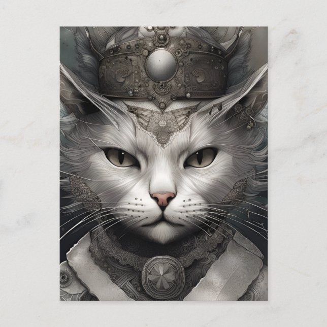 Royal Steampunk Cat Postcard (Front)
