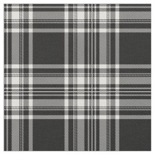 Royal Stewart Black And White Tartan Print Fabric