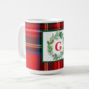 Royal Stewart Christmas Plaid MONOGRAM Coffee Mug
