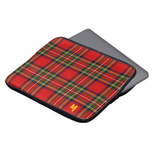 Royal Stewart Clan Tartan Plaid Monogram Laptop Sleeve