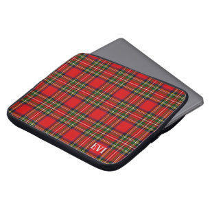 Royal Stewart Clan Tartan Plaid Monogram Name Laptop Sleeve