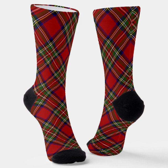 Royal Stewart Clan Tartan Plaid Pattern Socks (Angled)