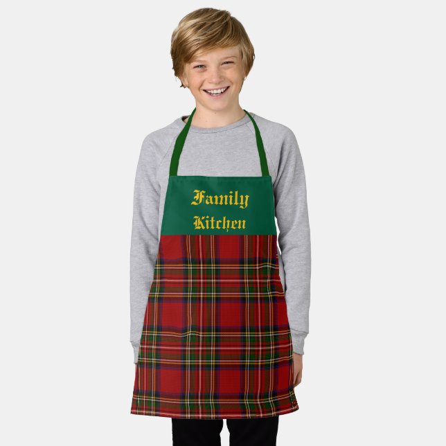 Royal Stewart Clan Tartan Plaid Personalised Apron (Worn)