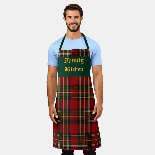 Royal Stewart Clan Tartan Plaid Personalised Apron (Worn)