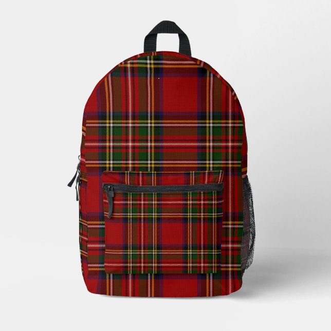 Royal Stewart Clan Tartan Plaid  Printed Backpack (Front)