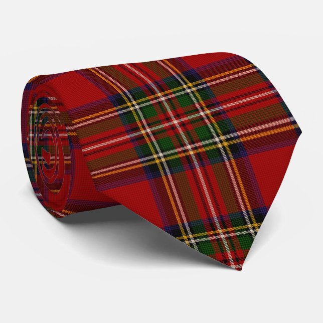 Royal Stewart Clan Tartan Plaid  Tie (Rolled)