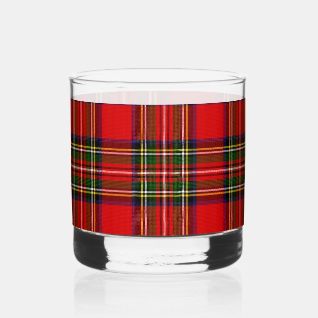 Royal Stewart Clan Tartan Plaid Whiskey Glass (Front)