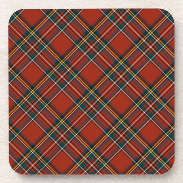 Royal Stewart Classic Red Scottish Tartan Coaster (Front)