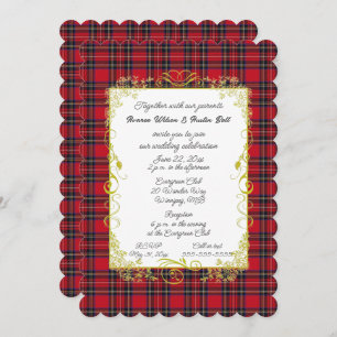 Royal Stewart Original Tartan With Gold Frame  Invitation