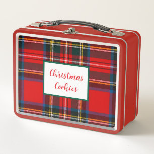 Royal Stewart Plaid Christmas Cookies Metal Lunch Box