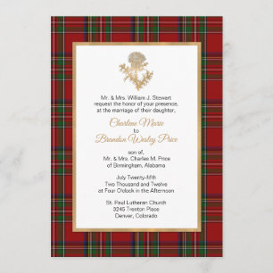 Royal Stewart Plaid Thistle Wedding Invitation