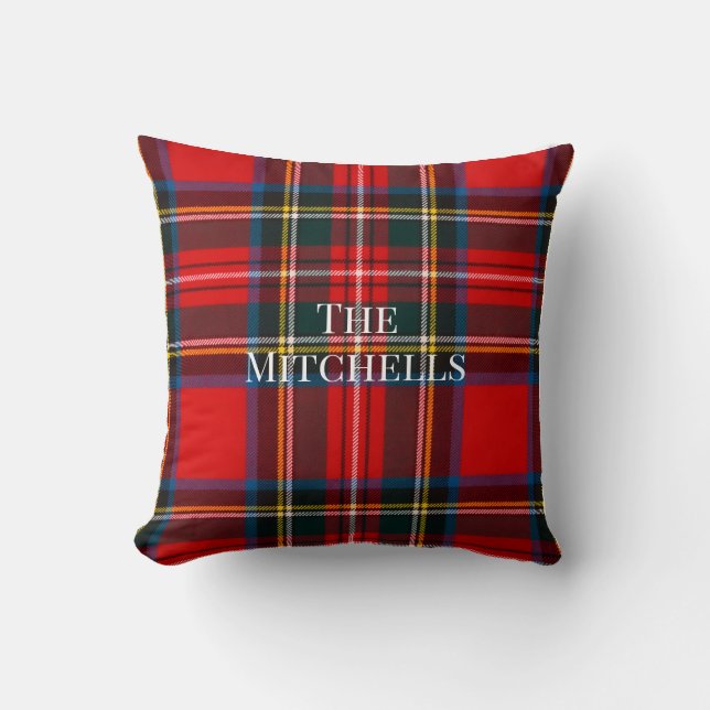 Royal Stewart Red Plaid PERSONALIZE Cushion (Front)
