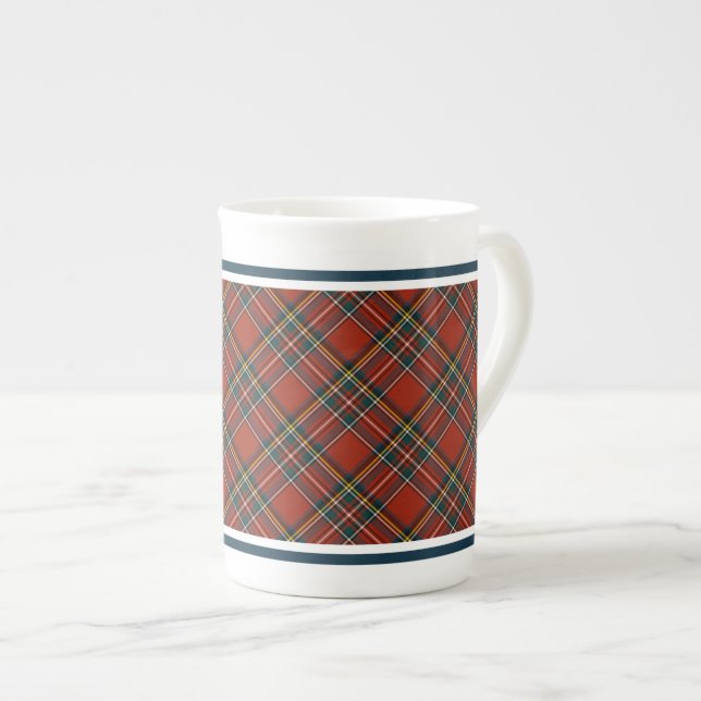 Royal Stewart Tartan Classic Red Plaid Bone China Mug (Front Right)