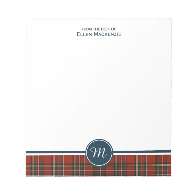 Royal Stewart Tartan Monogram Notepad (Front)