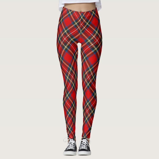 Royal Stewart Tartan Plaid Argyle Pattern Leggings (Front)