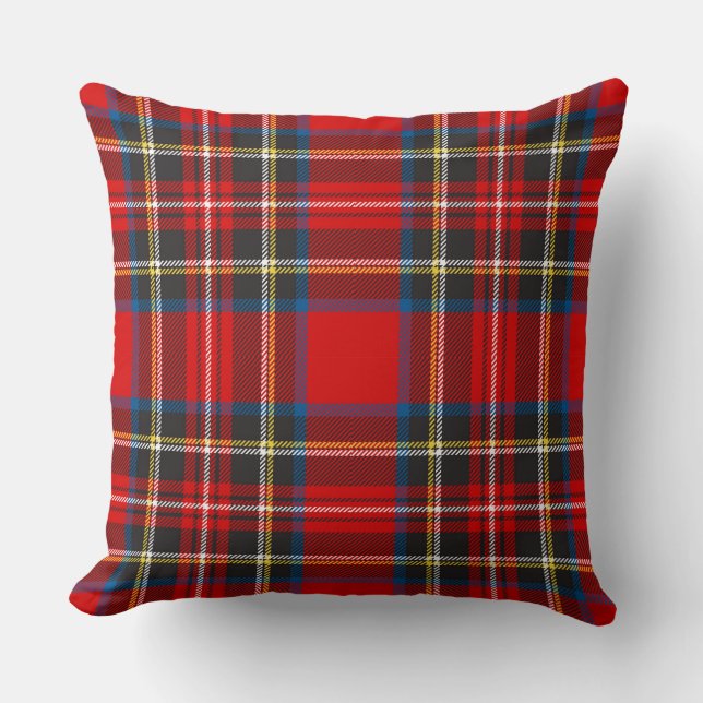 Royal Stewart Tartan Plaid Scottish Pattern Cushion (Front)