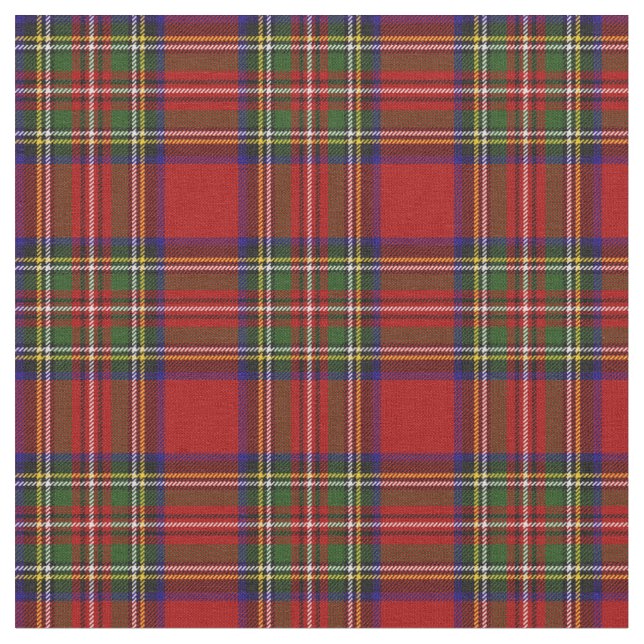 Royal Stewart Tartan Plaid Scottish Pattern Fabric (Close Up)