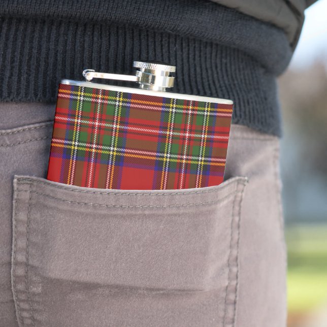 Royal Stewart Tartan Plaid Scottish Pattern Hip Flask (In Situ)